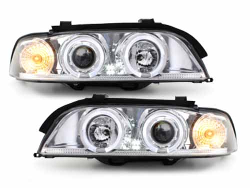 Βλησαρούλης Car Center - Headlights suitable for BMW 5 Series E39 (1995-2000) Angel Eyes 2 Halo Rims Chrome