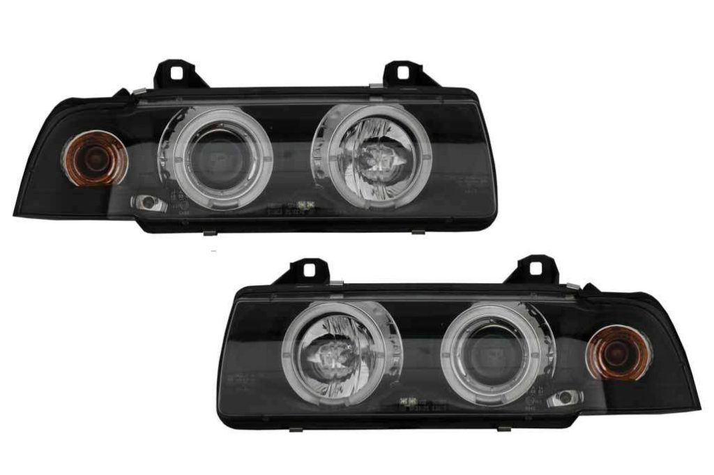 Βλησαρούλης Car Center - Headlights suitable for BMW E36 (1990-1999) Angel Eyes Black