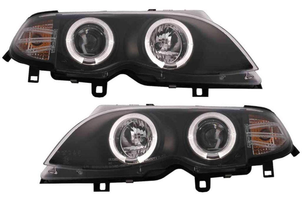 Βλησαρούλης Car Center - LED Angel Eyes Headlights suitable for BMW 3 Series E46 Facelift Limousine Touring (2001-2005) Black