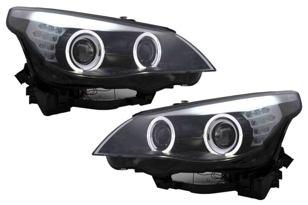 Βλησαρούλης Car Center - LED Angel Eyes Headlights suitable for BMW 5 Series E60 E61 (2003-2007) Black LCI Design
