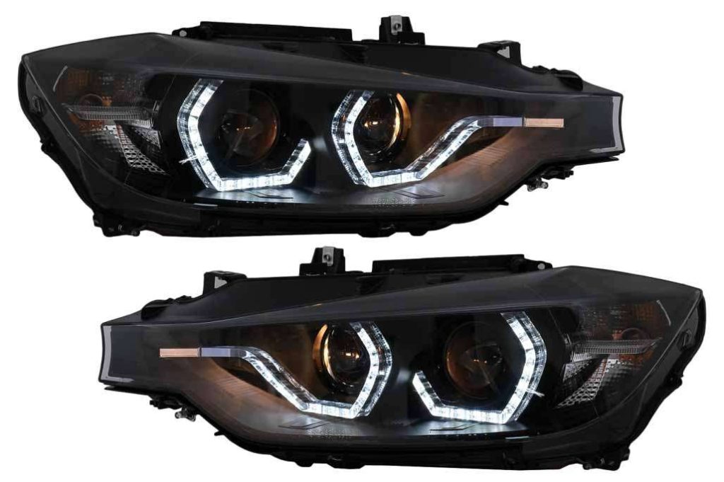 Βλησαρούλης Car Center - LED DRL Angel Eyes Headlights suitable for BMW 3 Series F30 F31 LCI Sedan Touring (2015-2019) Black