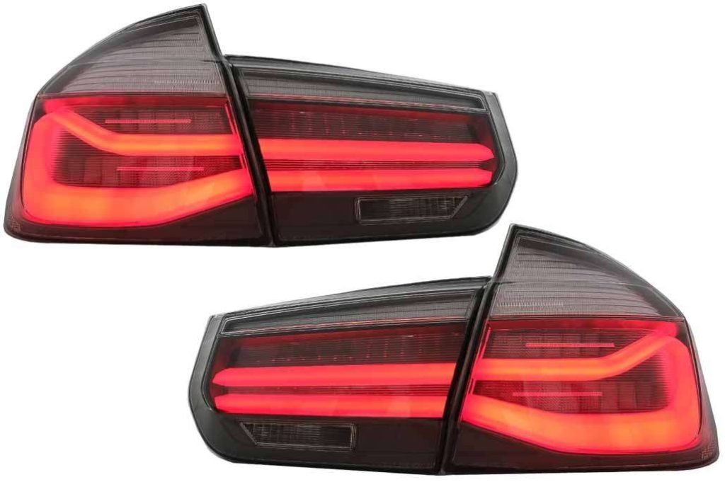 Βλησαρούλης Car Center - LED Taillights M Look Black Line suitable for BMW 3 Series F30 Pre LCI & LCI (2011-2019) Red Smoke Conversion to LCI Design with Dynamic Sequential Turning Light