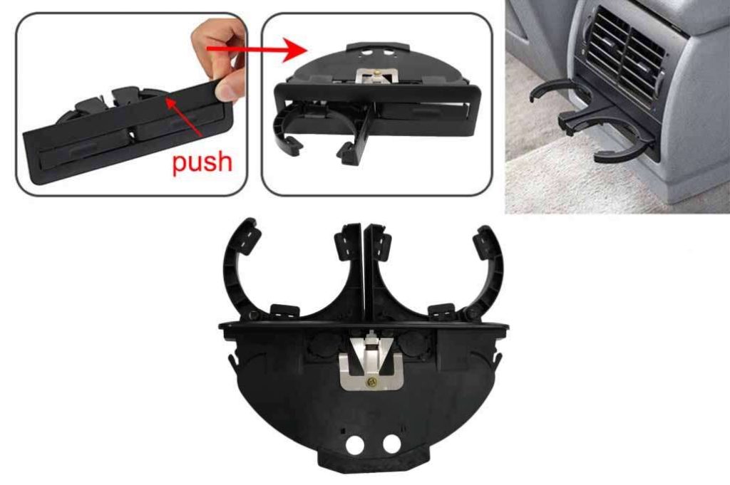Βλησαρούλης Car Center - Rear Cup Holder suitable for BMW 5 Series E39 Sedan Touring (1995-2004) Black