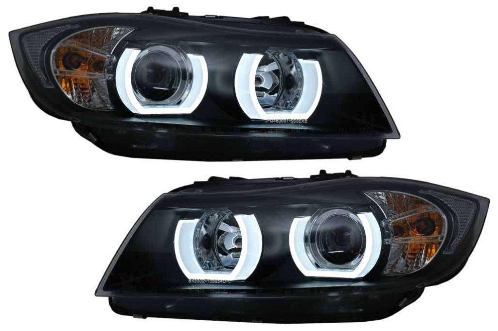 Βλησαρούλης Car Center - U-LED 3D Headlights Xenon suitable for BMW 3 Series E90 Limousine E91 Touring (03.2005-08.2008) LHD Black