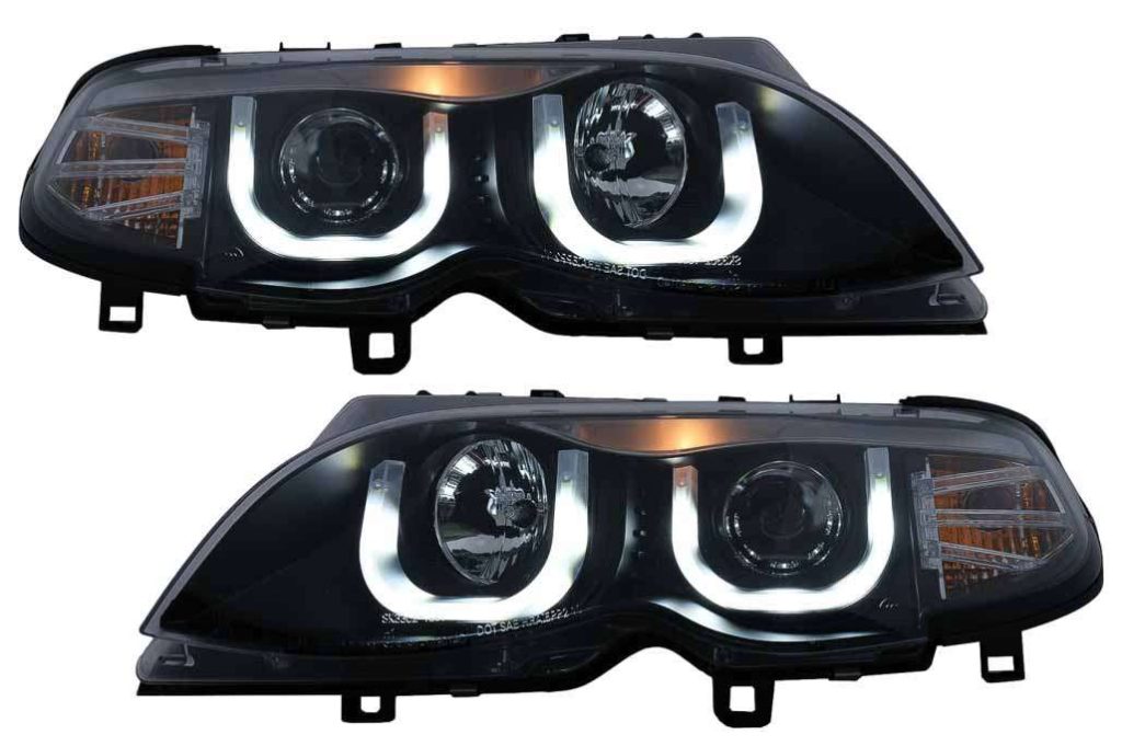 Βλησαρούλης Car Center - U LED Angel Eyes Headlights suitable for BMW 3 Series E46 Facelift Limousine Touring (2001-2005) Black