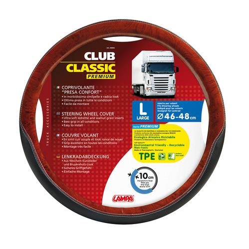 Βλησαρούλης Car Center - ΚΑΛΥΜΜΑ ΤΙΜΟΝΙΟΥ ΦΟΡΤΗΓΟΥ CLUB-CLASSIC (L) 46-48cm (ΜΑΥΡΟ/ΞΥΛΟ/ΟΙΚΟΛΟΓΙΚΟ/ΑΟΣΜΟ)