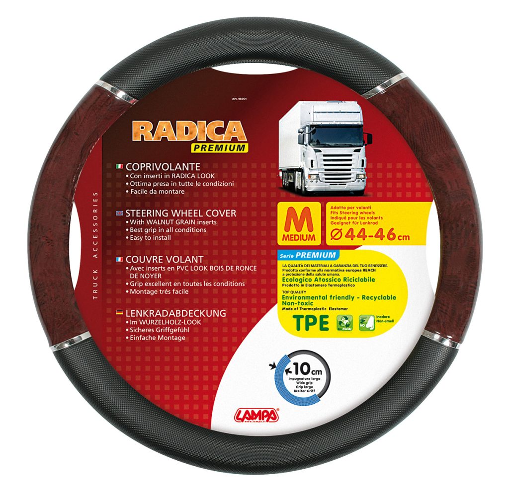 Βλησαρούλης Car Center - ΚΑΛΥΜΜΑ ΤΙΜΟΝΙΟΥ ΦΟΡΤΗΓΟΥ RADICA (M) 44-46cm (ΜΑΥΡΟ/ΞΥΛΟ/ΟΙΚΟΛΟΓΙΚΟ/ΑΟΣΜΟ)