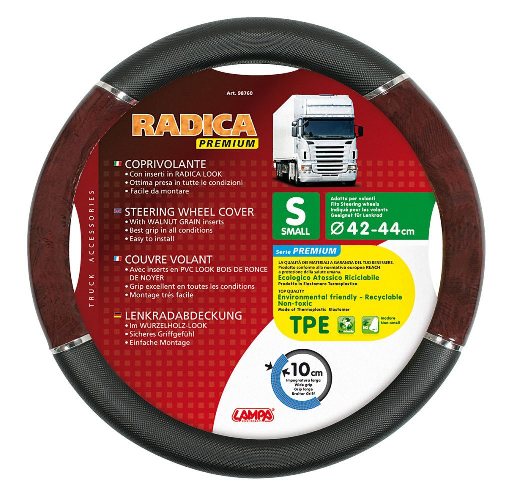 Βλησαρούλης Car Center - ΚΑΛΥΜΜΑ ΤΙΜΟΝΙΟΥ ΦΟΡΤΗΓΟΥ RADICA (S) 42-44cm (ΜΑΥΡΟ/ΞΥΛΟ/ΟΙΚΟΛΟΓΙΚΟ/ΑΟΣΜΟ)