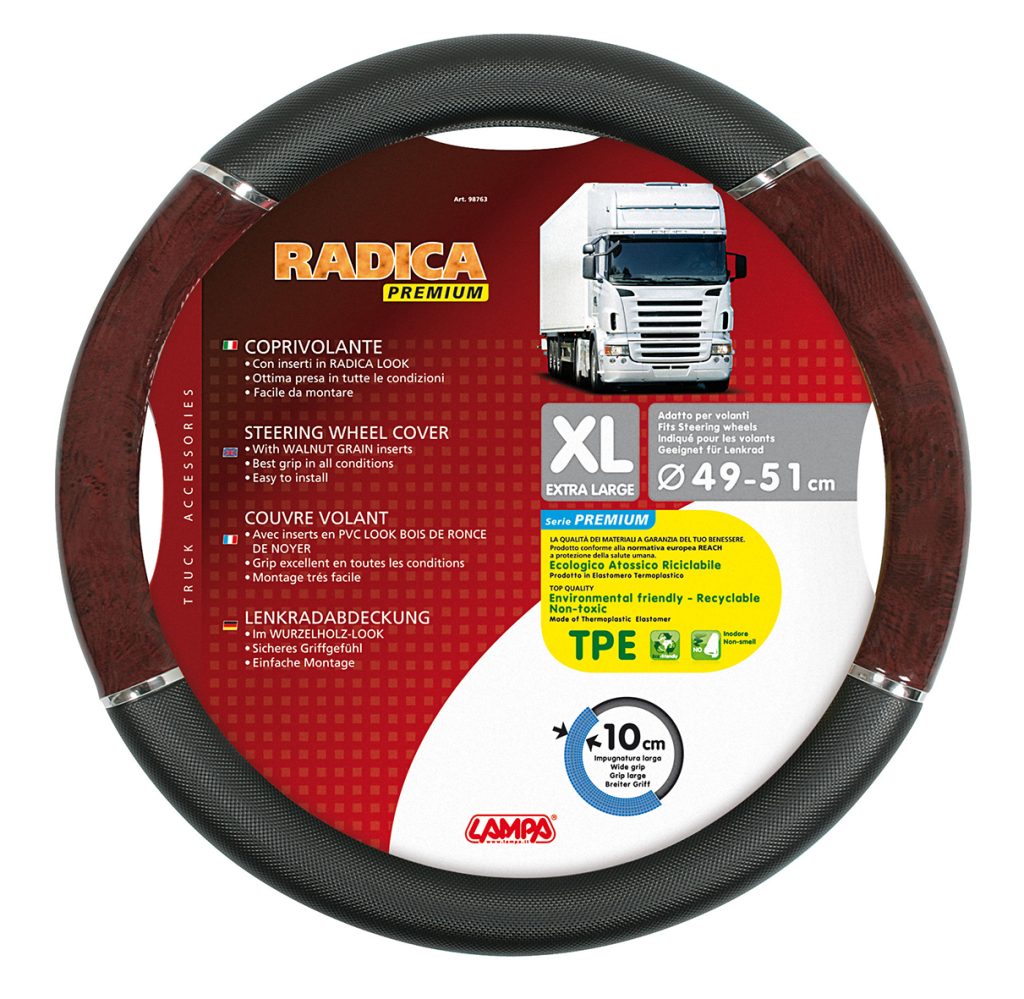 Βλησαρούλης Car Center - ΚΑΛΥΜΜΑ ΤΙΜΟΝΙΟΥ ΦΟΡΤΗΓΟΥ RADICA (XL) 49-51 cm (ΜΑΥΡΟ/ΞΥΛΟ/ΟΙΚΟΛΟΓΙΚΟ/ΑΟΣΜΟ)