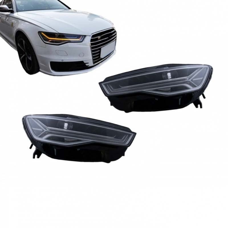 Βλησαρούλης Car Center - Μπροστινά Φανάρια Set Για Audi A6 4G C7 11-18 DRL Full Led Matrix Design & Dynamic Φλας Μαύρα Με Μοτέρ Carner