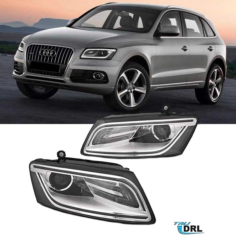 Βλησαρούλης Car Center - Μπροστινά Φανάρια Set Για Audi Q5 8R 12-17 TRU DRL Led Tube Χρωμίου H7/H7 Με Μοτέρ
