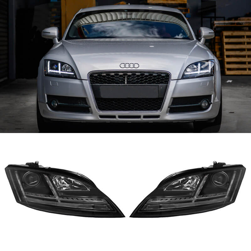 Βλησαρούλης Car Center - Μπροστινά Φανάρια Set Για Audi TT 8J 06-10 DRL Led Signal Dynamic Μαύρα Xenon Έκδοση D1S/H1 Με Μοτέρ