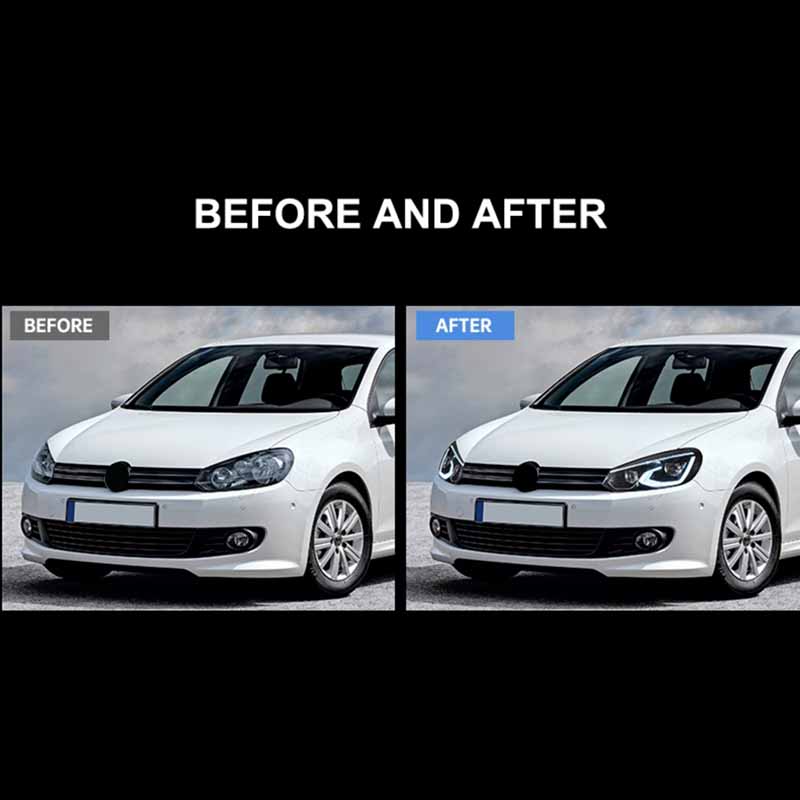 Βλησαρούλης Car Center - Μπροστινά Φανάρια Set Για Vw Golf VΙ (6) 08-12 Mk8 Golf Look Dynamic Start DRL & Φλας Μαύρα Full Led Με Μοτέρ VLand