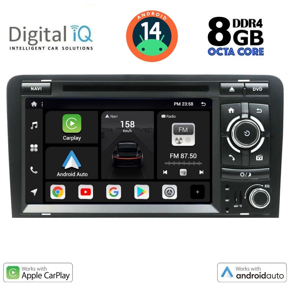 Βλησαρούλης Car Center - DIGITAL IQ BXF 749_CPAA (7'' DVD) MULTIMEDIA SYSTEM for AUDI A3 mod. 2003-2012