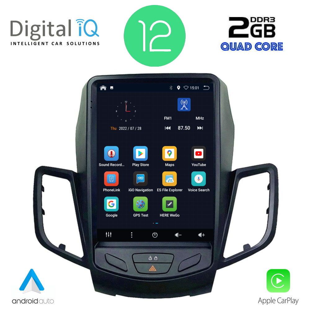 Βλησαρούλης Car Center - DIGITAL IQ BX 2854_CPA TESLA STYLE for FORD FIESTA mod. 2008-2017