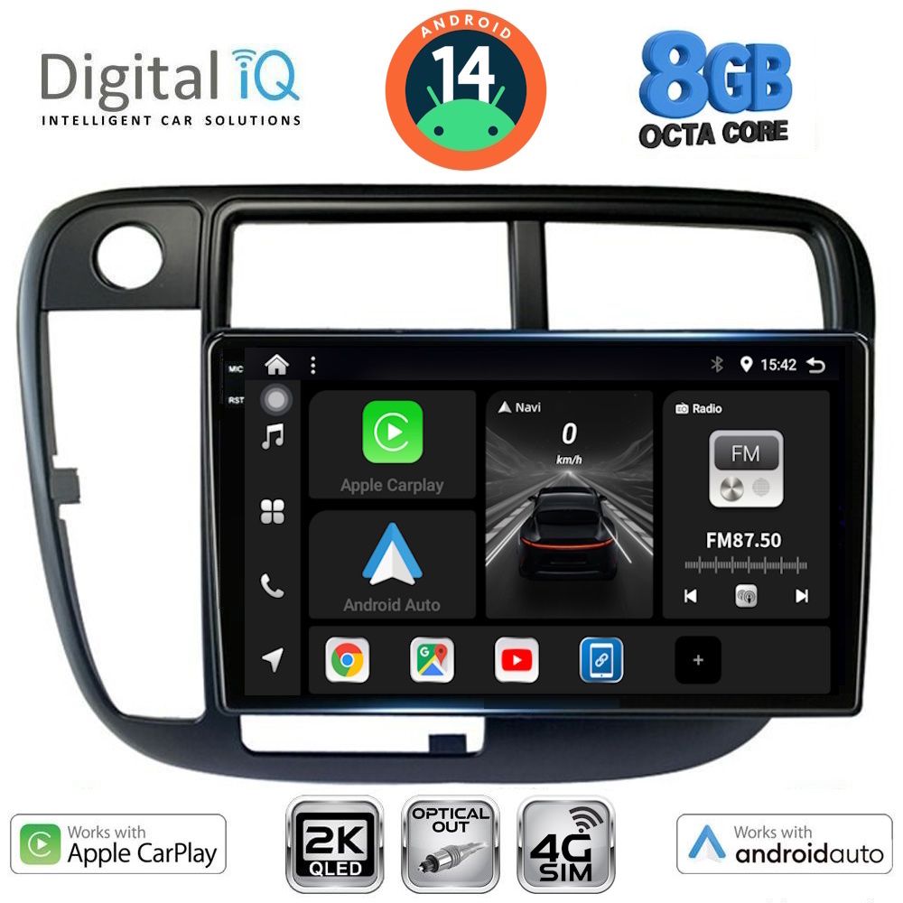 Βλησαρούλης Car Center - DIGITAL IQ BXK 20186_CPAA CLIMA (9inc) MULTIMEDIA TABLET for HONDA CIVIC mod. 1995-2001
