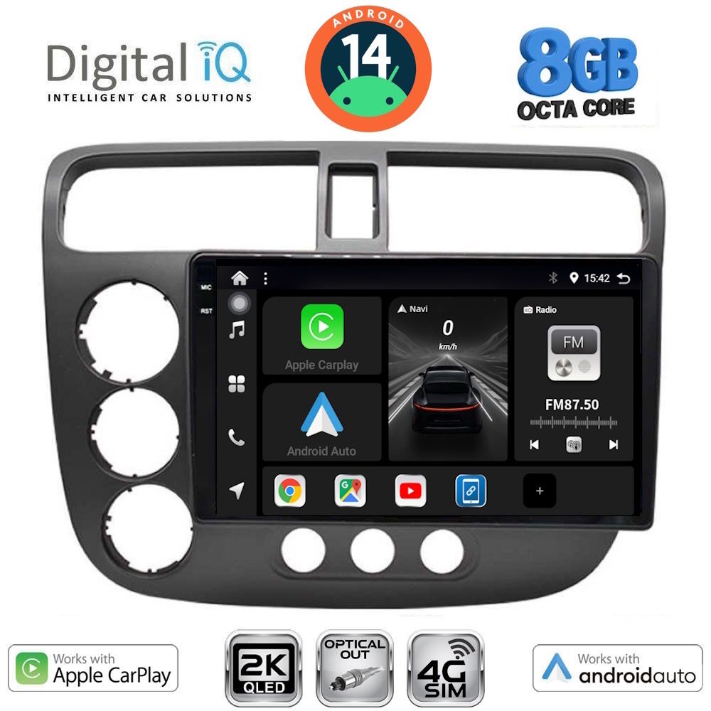Βλησαρούλης Car Center - DIGITAL IQ BXK 20187_CPAA (9inc) MULTIMEDIA TABLET for HONDA CIVIC 4D mod. 2001-2006