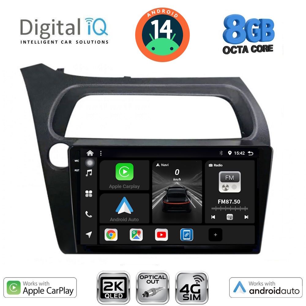 Βλησαρούλης Car Center - DIGITAL IQ BXK 20189_CPAA (9inc) MULTIMEDIA TABLET for HONDA CIVIC 3D-5D mod. 2006-2012