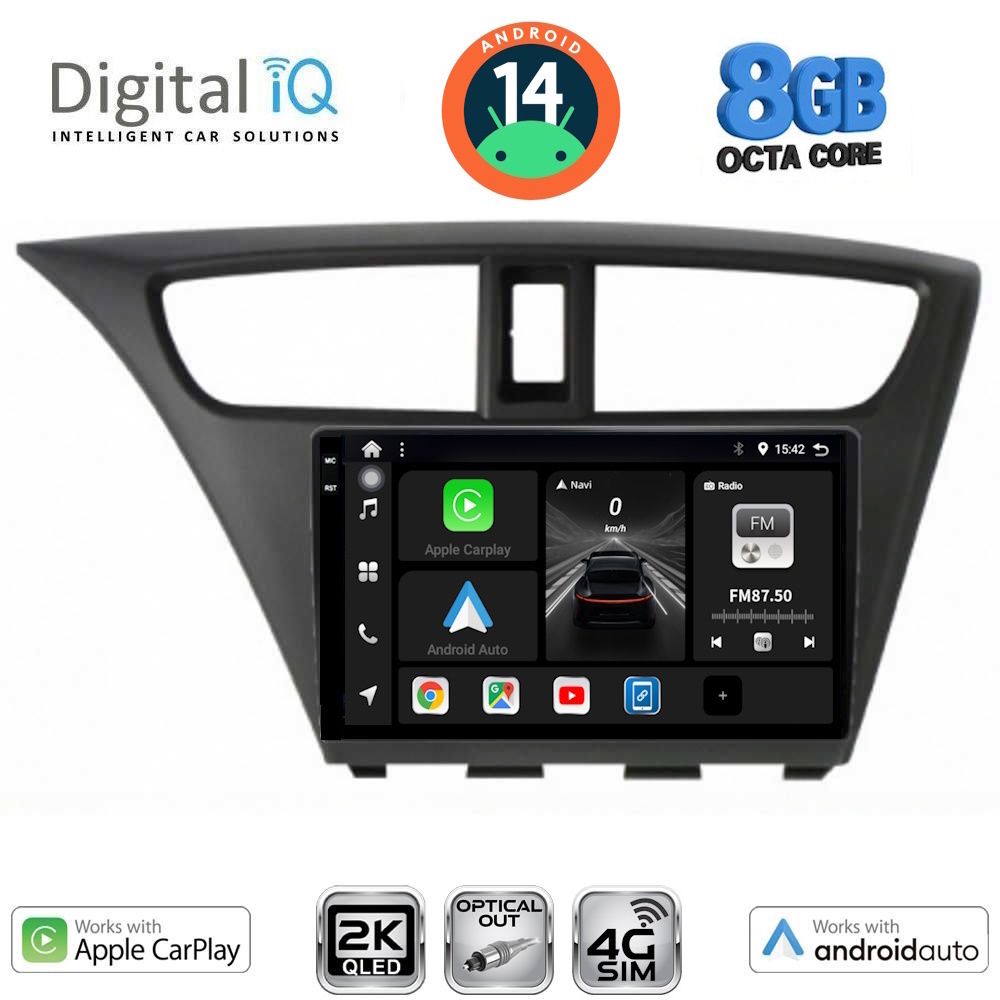 Βλησαρούλης Car Center - DIGITAL IQ BXK 20190_CPAA (9inc) MULTIMEDIA TABLET for HONDA CIVIC mod. 2012-2016