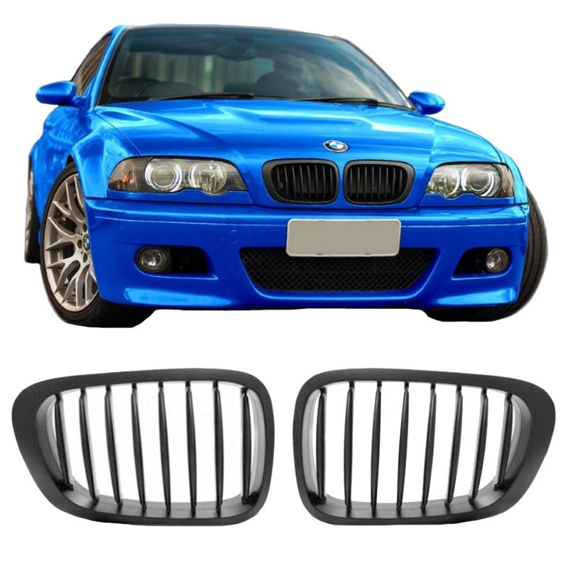 Βλησαρούλης Car Center - Καρδιές Μάσκας Για Bmw 3 E46 99-03 Coupe/Cabrio Μαύρο Ματ Με 8 Γραμμές 2 Τεμάχια