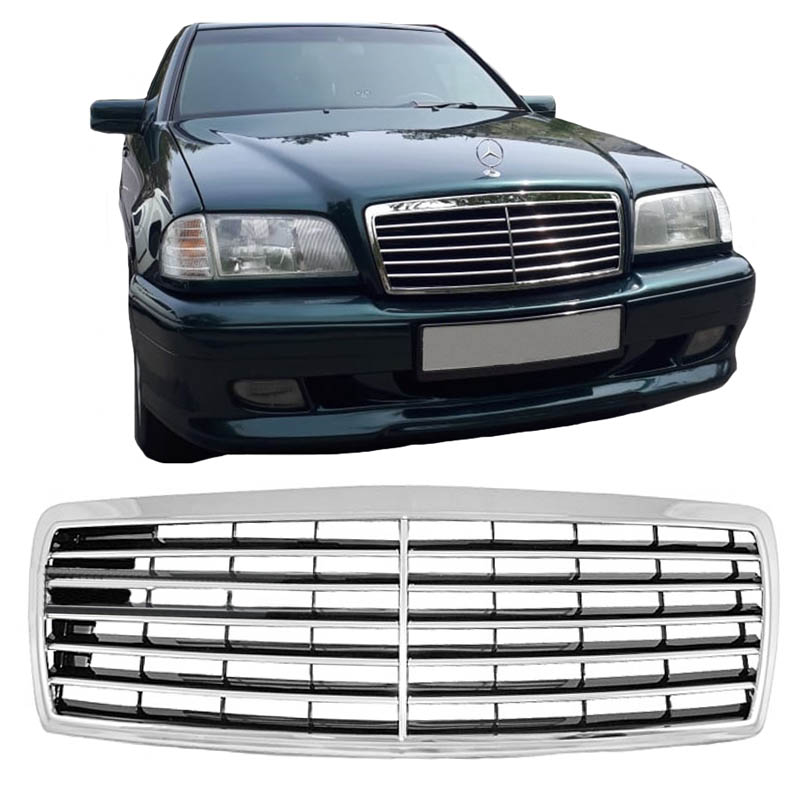 Βλησαρούλης Car Center - Μάσκα Για Mercedes-Benz C-Class W202 93-01 Avantgarde Χρώμιο / Μαύρο 1 Τεμάχιο