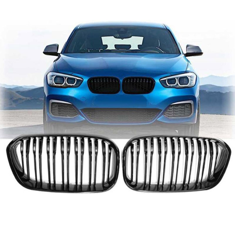 Βλησαρούλης Car Center - Καρδιές Μάσκας Για Bmw 1 F20 / F21 15-19 M4 Look Με Διπλή Γρίλια Με 14 Γραμμές Μαύρο Γυαλιστερό 2 Τεμάχια