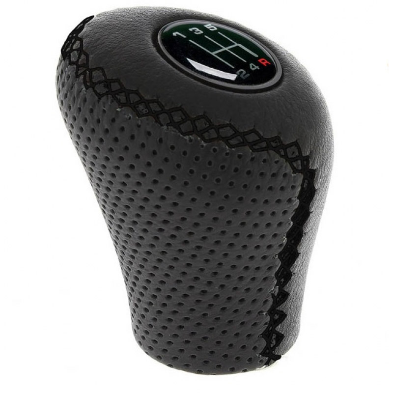 Βλησαρούλης Car Center - Πόμολο Λεβιέ Ταχυτήτων Universal Μαύρο Με Μαύρες Ραφές Τρυπητό Οβάλ Για Ανασηκώμενη Όπισθεν 37078