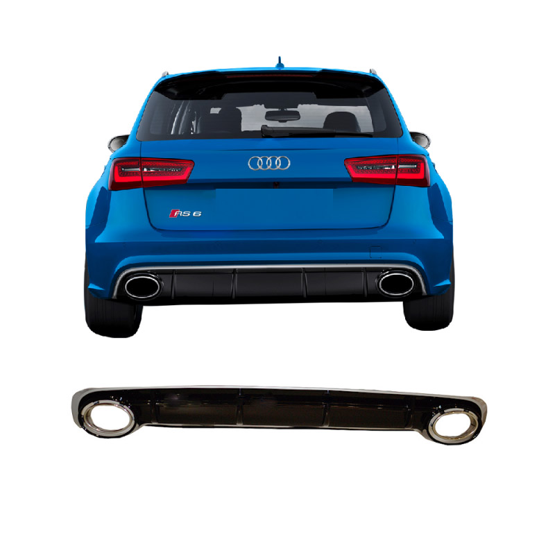 Βλησαρούλης Car Center - Diffuser Πίσω Προφυλακτήρα Για Audi A6 C7 Pre-Facelift 11-14 Sedan / Avant RS6 Look Με Μπούκες Από Abs Πλαστικό