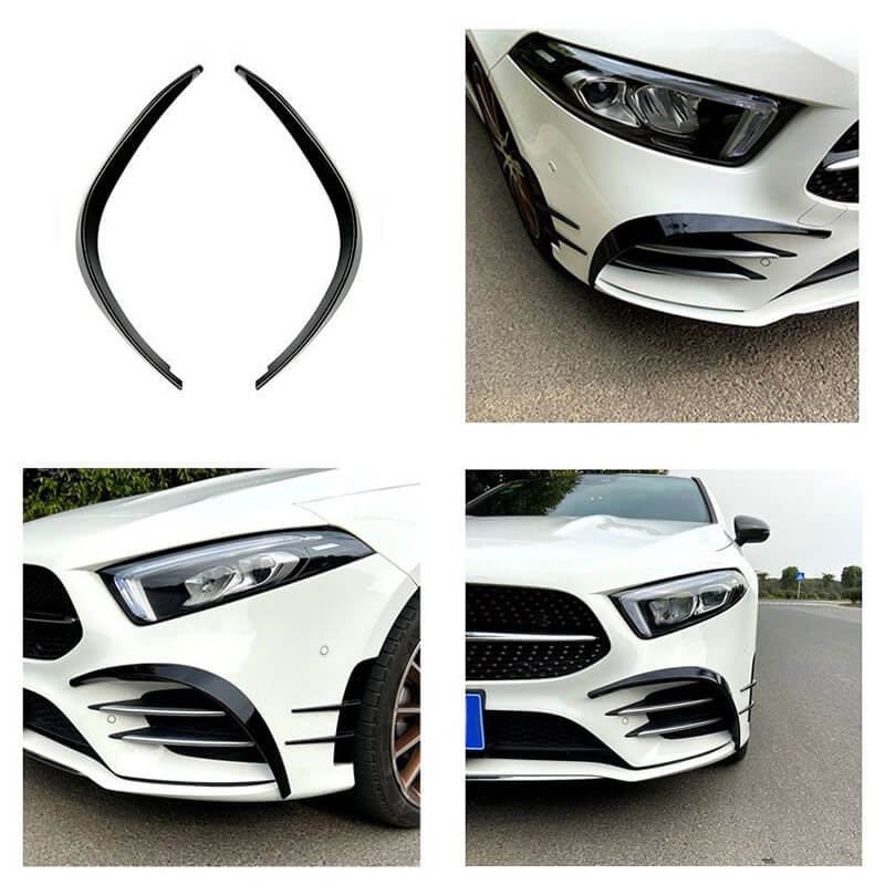 Βλησαρούλης Car Center - Πλαινά Πτερύγια Μπροστινού Προφυλακτήρα Για Mercedes-Benz A-Class W177 18+ Με Amg Προφυλακτήρα Γυαλιστερό Μαύρο 2 Τεμάχια