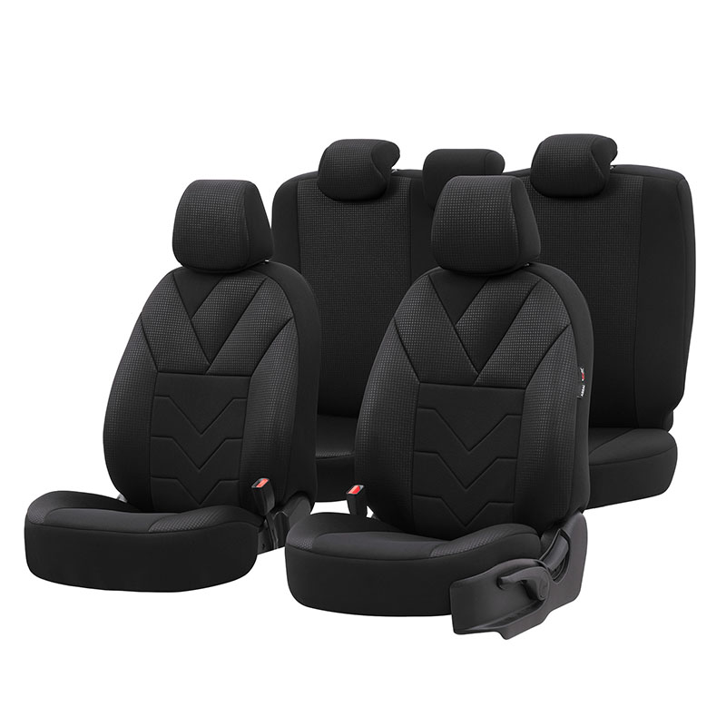 Βλησαρούλης Car Center - Καλύμματα Αυτοκινήτου Otom Tempo Design Universal Βαμβακερό Ύφασμα Rachel Σετ Εμπρός / Πίσω 11 Τεμαχίων Μαύρο TMP-1501