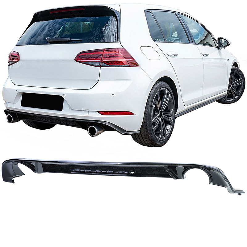 Βλησαρούλης Car Center - Diffuser Πίσω Προφυλακτήρα Για VW Golf VII (7.5) 17-20 Facelift GTI Με 2 Μονές Εξατμίσεις Δεξια & Αριστερά Γυαλιστερό Μαύρο Από Abs Πλαστικό 1 Τεμάχιο