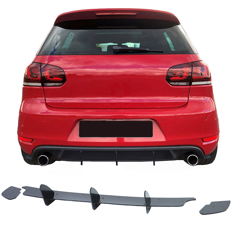 Βλησαρούλης Car Center - Diffuser Πίσω Προφυλακτήρα Για VW Golf VI (6) 08-13 Για GTI Έκδοση Γυαλιστερό Μαύρο 3 Bars & 2 Side Splitters Από Πλαστικό 3 Τεμάχια