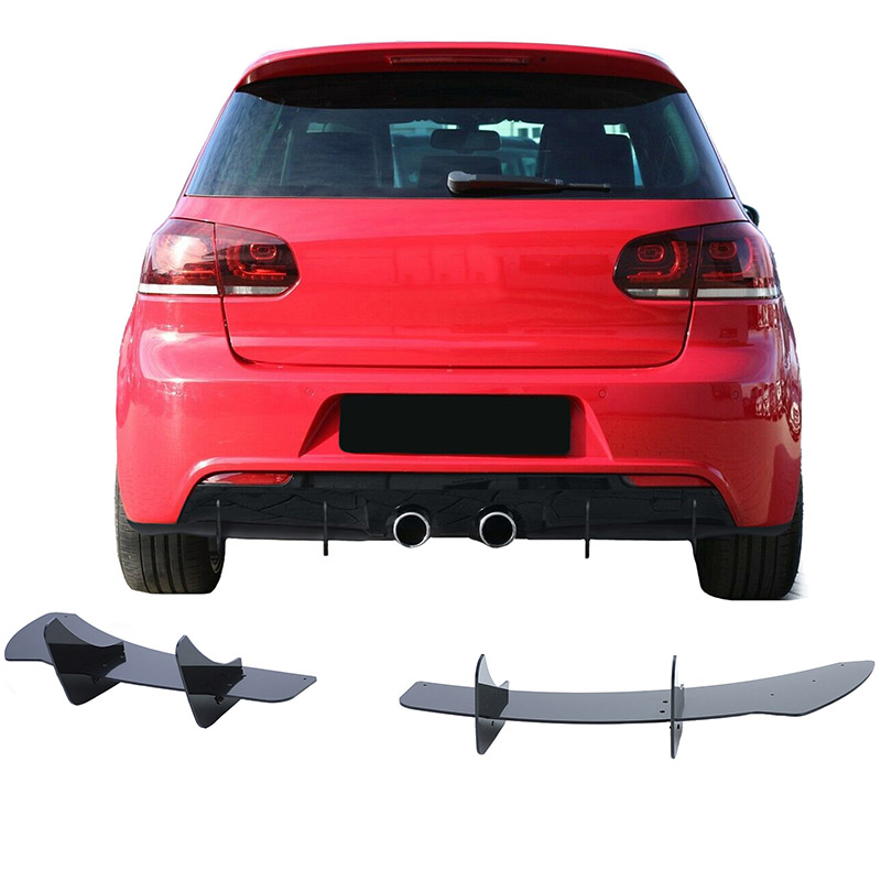 Βλησαρούλης Car Center - Diffuser Πίσω Προφυλακτήρα Για VW Golf VI (6) 08-13 Για R20 Έκδοση Γυαλιστερό Μαύρο 4 Bars Από Πλαστικό 2 Τεμάχια