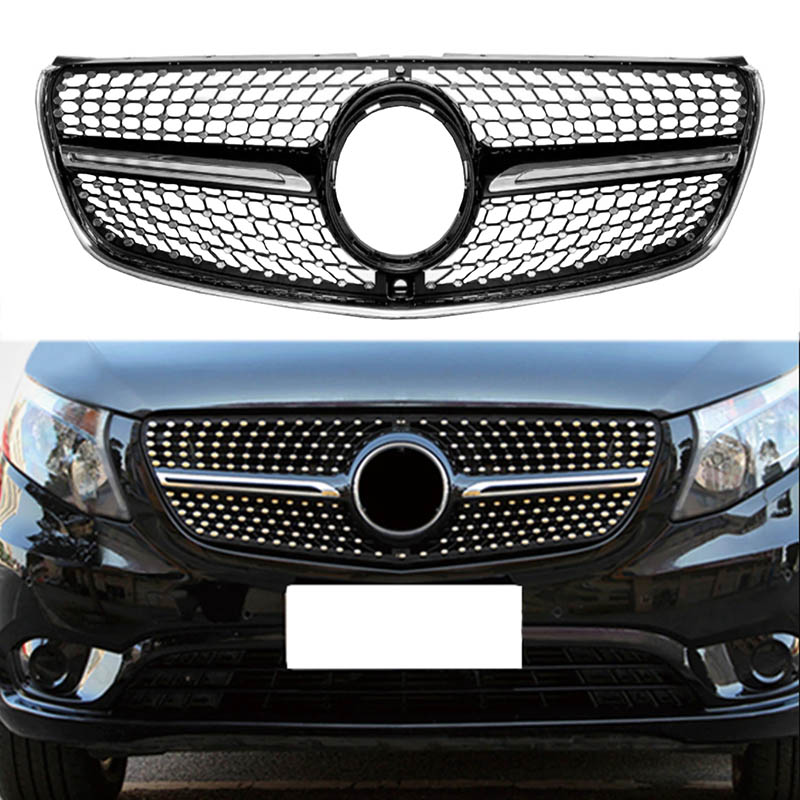 Βλησαρούλης Car Center - Μάσκα Για Mercedes-Benz Vito W447 14-19 Diamond Look Μαύρο/Χρώμιο 1 Τεμάχιο