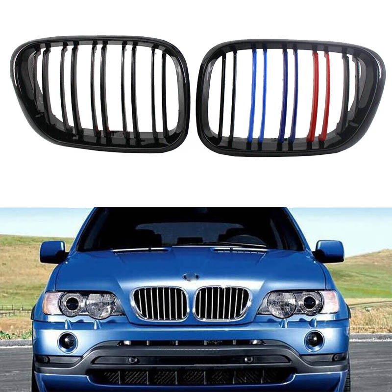 Βλησαρούλης Car Center - Καρδιές Μάσκας Για Bmw X5 E53 99-03 M4 Look Με Διπλή Γρίλια Μαύρο Γυαλιστερό 2 Τεμάχια