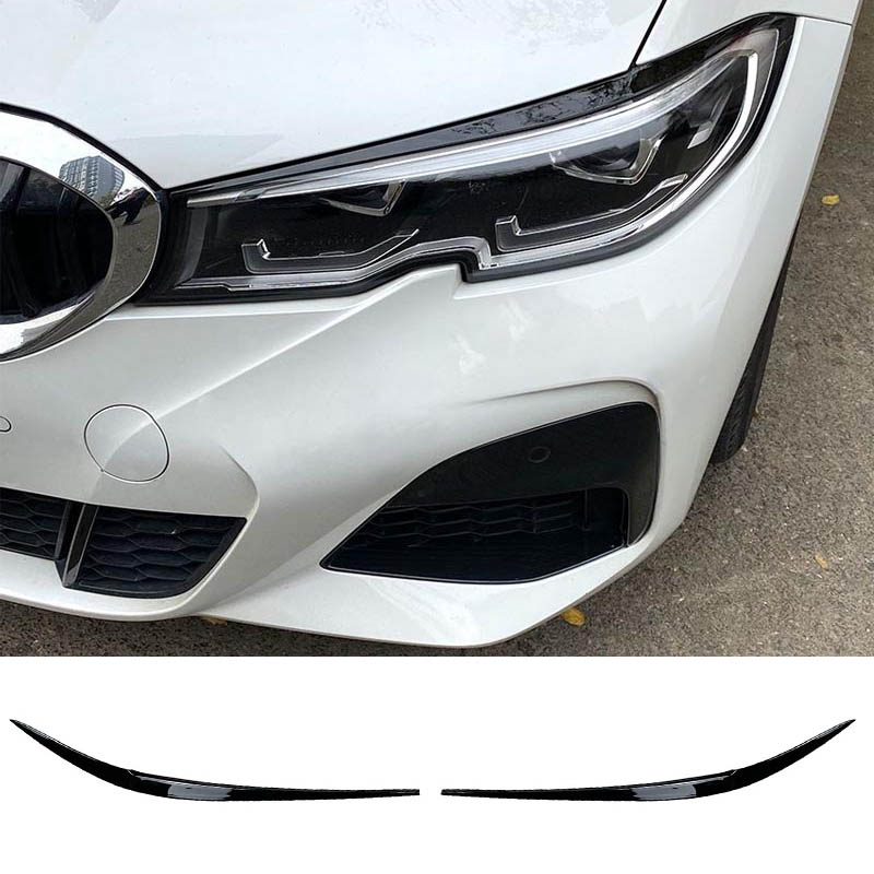 Βλησαρούλης Car Center - Φρυδάκια Μπροστινών Φαναριών Για Bmw 3 G20 / G21 2019-2021 Pre-LCI Βαμμένα Μάυρο Γυαλιστερό Χρώμα 2 Τεμάχια