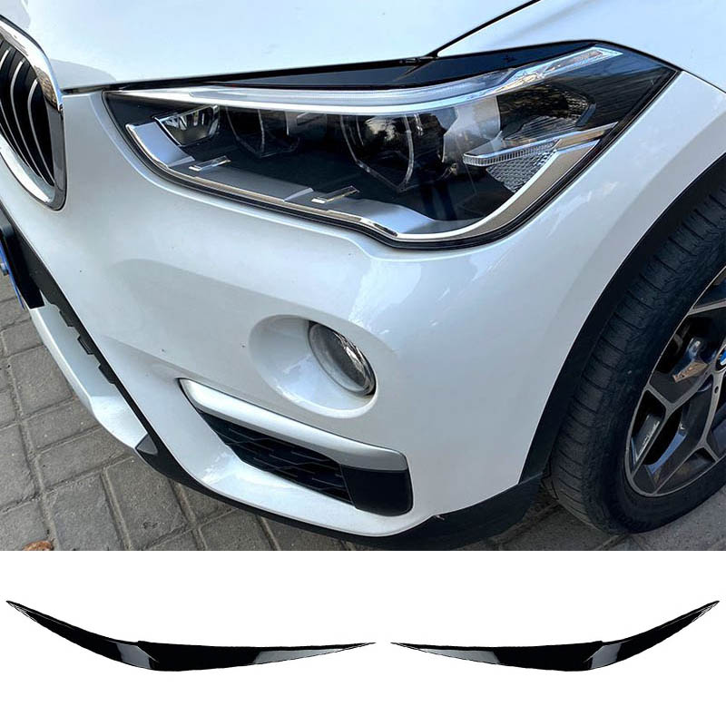 Βλησαρούλης Car Center - Φρυδάκια Μπροστινών Φαναριών Για Bmw X1 F48 2015-2019 Pre-LCI Βαμμένα Μάυρο Γυαλιστερό Χρώμα 2 Τεμάχια