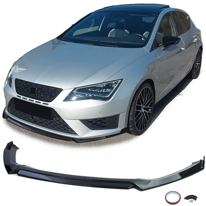 Βλησαρούλης Car Center - Μπροστινό Spoiler Για Seat Leon 3 (5F) 12-20 Cupra / FR Γυαλιστερό Μαύρο Από Abs Πλαστικό 3 Τεμάχια