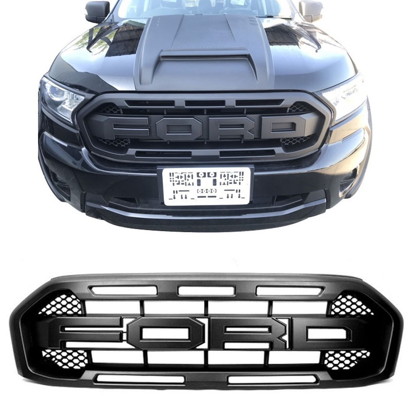 Βλησαρούλης Car Center - Μάσκα Για Ford Ranger T8 2019+ Με Led Μαύρο Ματ
