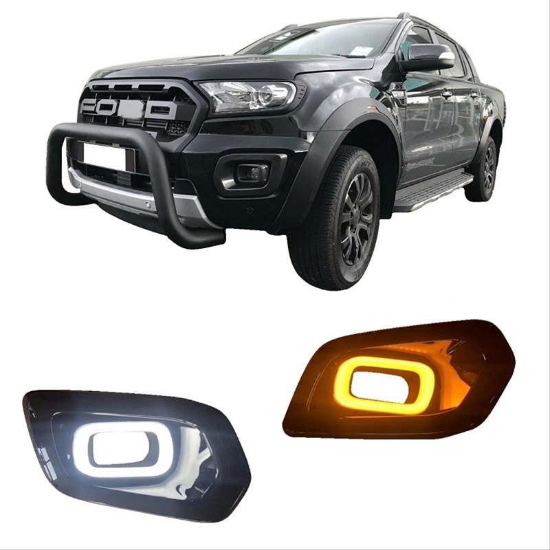Βλησαρούλης Car Center - Καπάκια Προβολέα Εμπρός Πλαινά Για Ford Ranger T8 2019+ Wild Trak Με Led Μαύρα Αριστερό & Δεξί 2 Τεμάχια