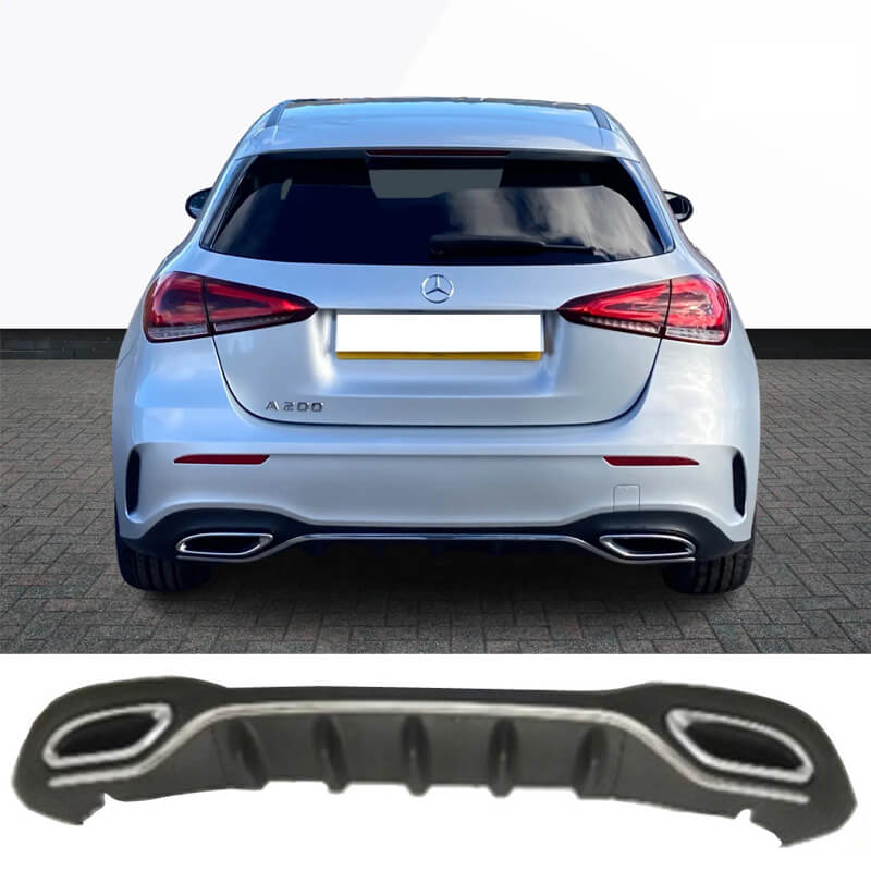 Βλησαρούλης Car Center - Diffuser Πίσω Προφυλακτήρα Για Mercedes-Benz A-Class W177 19+ Hatchback Amg Line Με Απολήξεις Χρωμίου