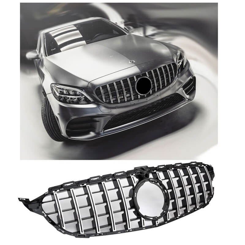 Βλησαρούλης Car Center - Μάσκα Για Mercedes-Benz C-Class W205 Facelift 18-21 GT Amg Panamericana Look 360° Μαύρο/Χρώμιο 1 Τεμάχιο