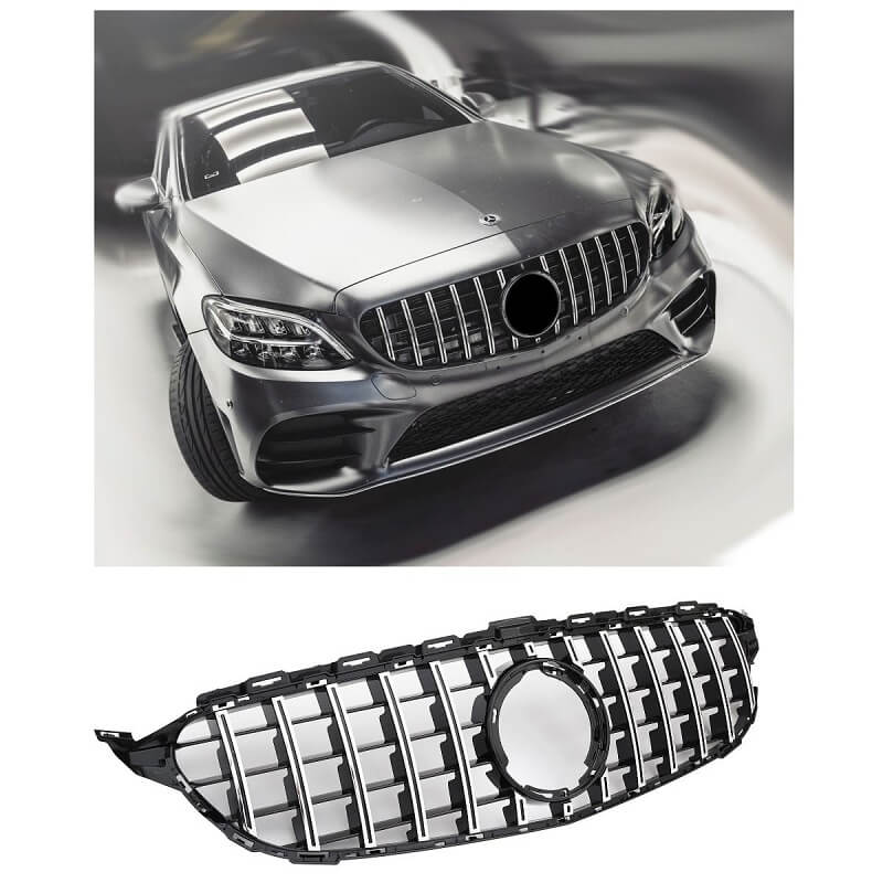 Βλησαρούλης Car Center - Μάσκα Για Mercedes-Benz C-Class W205 Facelift 18-21 GT Amg Panamericana Look Μαύρο/Χρώμιο 1 Τεμάχιο