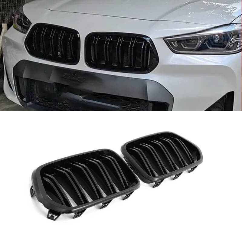 Βλησαρούλης Car Center - Καρδιές Μάσκας Για Bmw X2 F39 18+ M4 Look Με Διπλή Γρίλια Μαύρο Γυαλιστερό 2 Τεμάχια