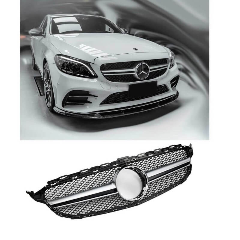 Βλησαρούλης Car Center - Μάσκα Για Mercedes-Benz C-Class W205 14-18 Amg C63 Look Μαύρο/Χρώμιο 1 Τεμάχιο
