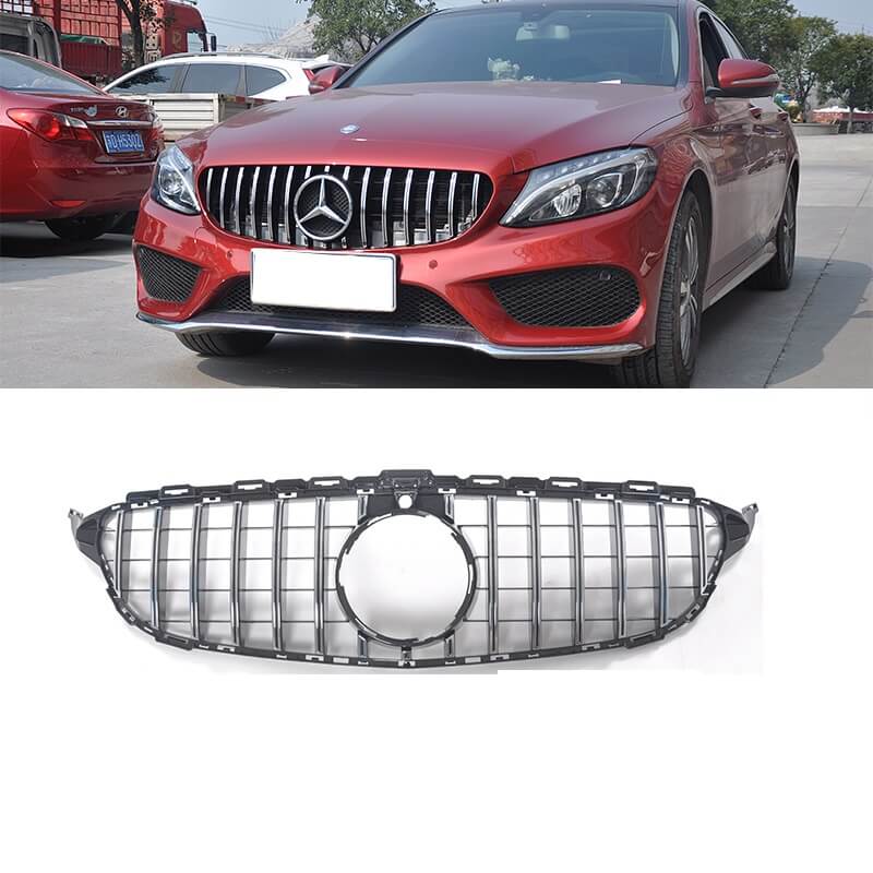 Βλησαρούλης Car Center - Μάσκα Για Mercedes-Benz C-Class W205 14-18 GT Amg Panamericana Look 360° Με 14 Γραμμές Μαύρο/Χρώμιο 1 Τεμάχιο