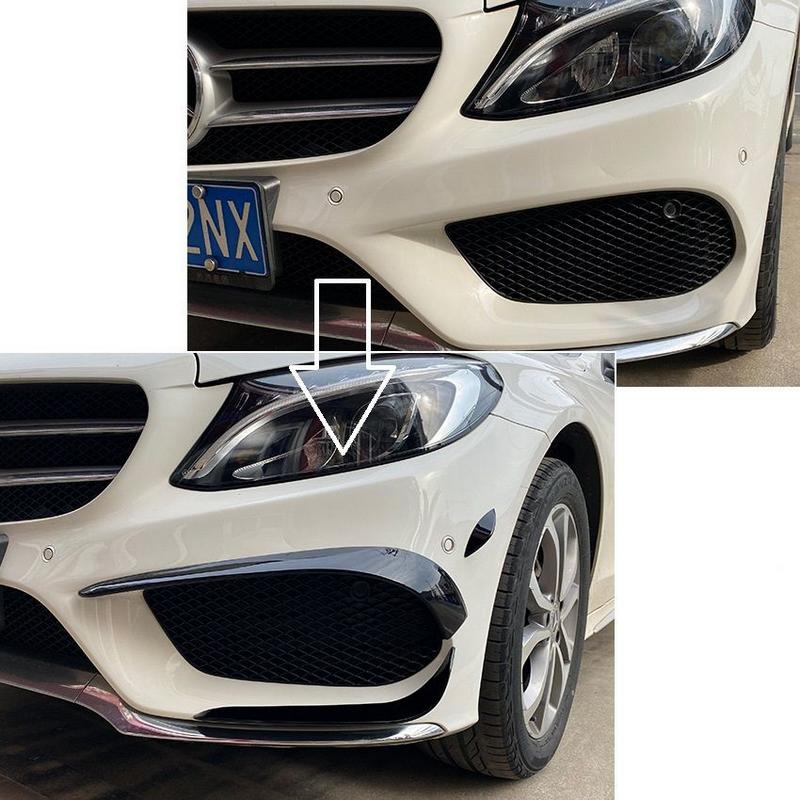 Βλησαρούλης Car Center - Πλαινά Πτερύγια Μπροστινού Προφυλακτήρα Για Mercedes-Benz C-Class W205 14-18 Pre-Facelift Με Amg Line Προφυλακτήρα Γυαλιστερό Μαύρο 6 Τεμάχια