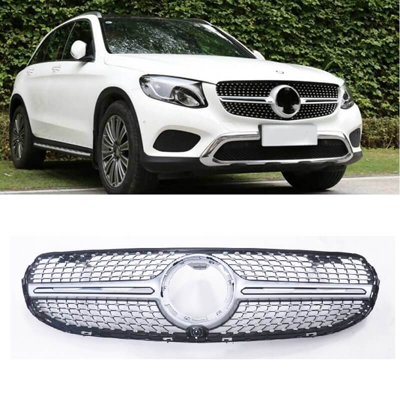 Βλησαρούλης Car Center - Μάσκα Για Mercedes-Benz GLC-Class X253 19+ Facelift Diamond Look Ασημί/Χρώμιο