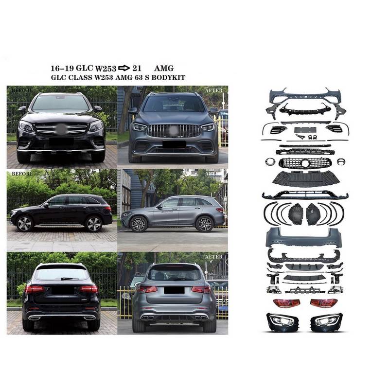 Βλησαρούλης Car Center - Body Kit Για Mercedes-Benz GLC C253/X253 16-19 Full Upgrade To Faceift  2021 Amg Με Προφυλακτήρες, Μάσκα, Φανάρια, Μπούκες, Προεκτάσεις Φτερών