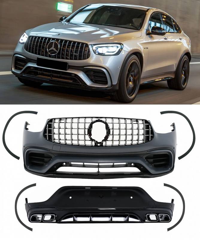 Βλησαρούλης Car Center - Body Kit Για Mercedes-Benz GLC Coupe Facelift C253 Sport Line (2020+) GLC63Amg Look Με Προφυλακτήρες, Μάσκα, Μπούκες, Προεκτάσεις Φτερών